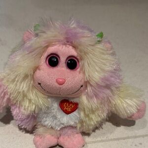 Ty Monstaz Stuffed Animal with Heart - Pink, Cream, and White